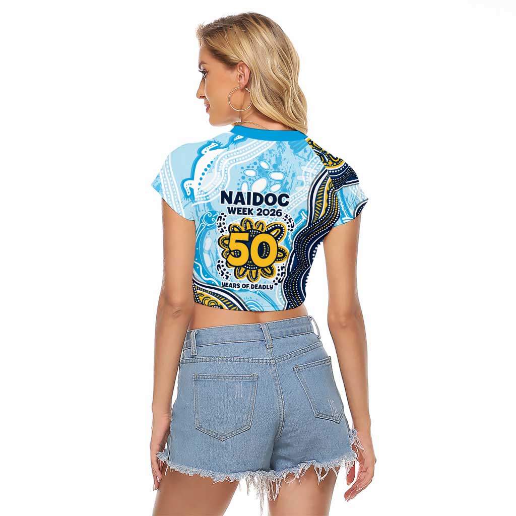 Gold Coast Titans NAIDOC Week 2026 Raglan Cropped T Shirt First Nations of Australia Aboriginal Mascot Rugby