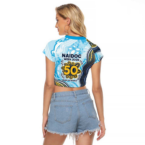 Gold Coast Titans NAIDOC Week 2026 Raglan Cropped T Shirt First Nations of Australia Aboriginal Mascot Rugby