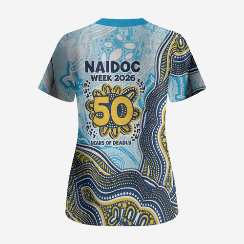 Gold Coast Titans NAIDOC Week 2026 Scrub Top First Nations of Australia Aboriginal Mascot Rugby