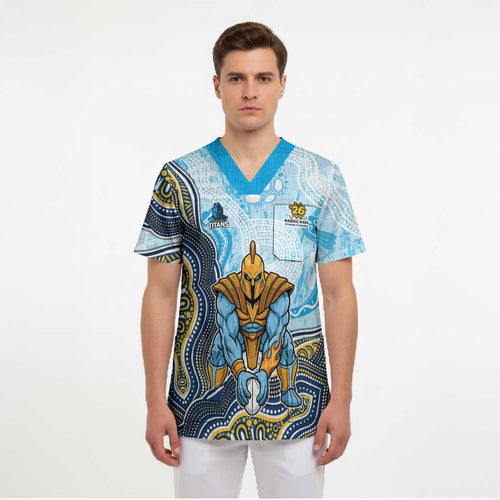 Gold Coast Titans NAIDOC Week 2026 Scrub Top First Nations of Australia Aboriginal Mascot Rugby