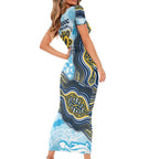 Gold Coast Titans NAIDOC Week 2026 Short Sleeve Bodycon Dress First Nations of Australia Aboriginal Mascot Rugby