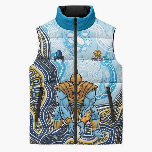 Gold Coast Titans NAIDOC Week 2026 Sleeveless Puffer Jacket First Nations of Australia Aboriginal Mascot Rugby