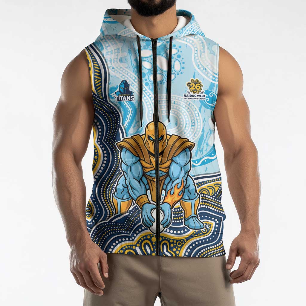 Gold Coast Titans NAIDOC Week 2026 Sleeveless Zip Hoodie First Nations of Australia Aboriginal Mascot Rugby