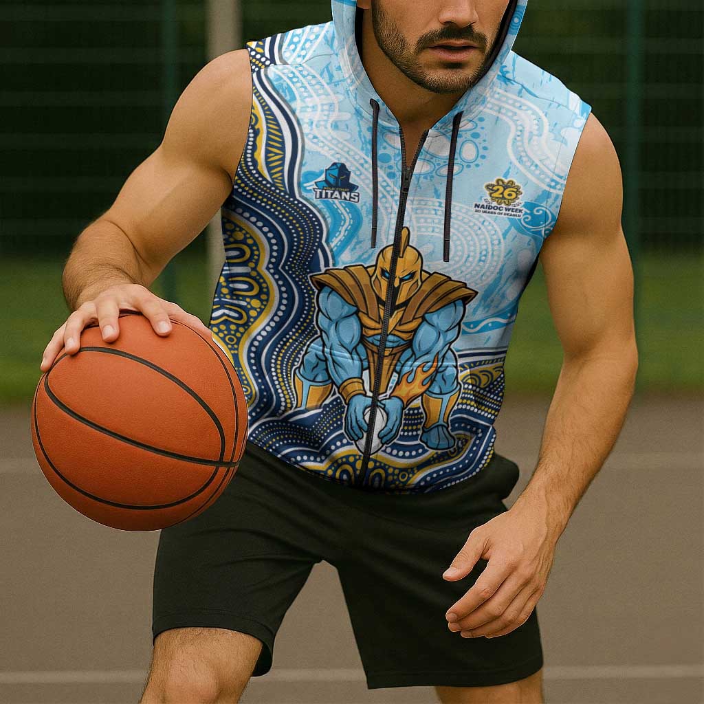 Gold Coast Titans NAIDOC Week 2026 Sleeveless Zip Hoodie First Nations of Australia Aboriginal Mascot Rugby