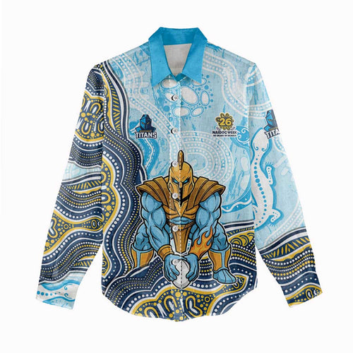 Gold Coast Titans NAIDOC Week 2026 Women Casual Shirt First Nations of Australia Aboriginal Mascot Rugby
