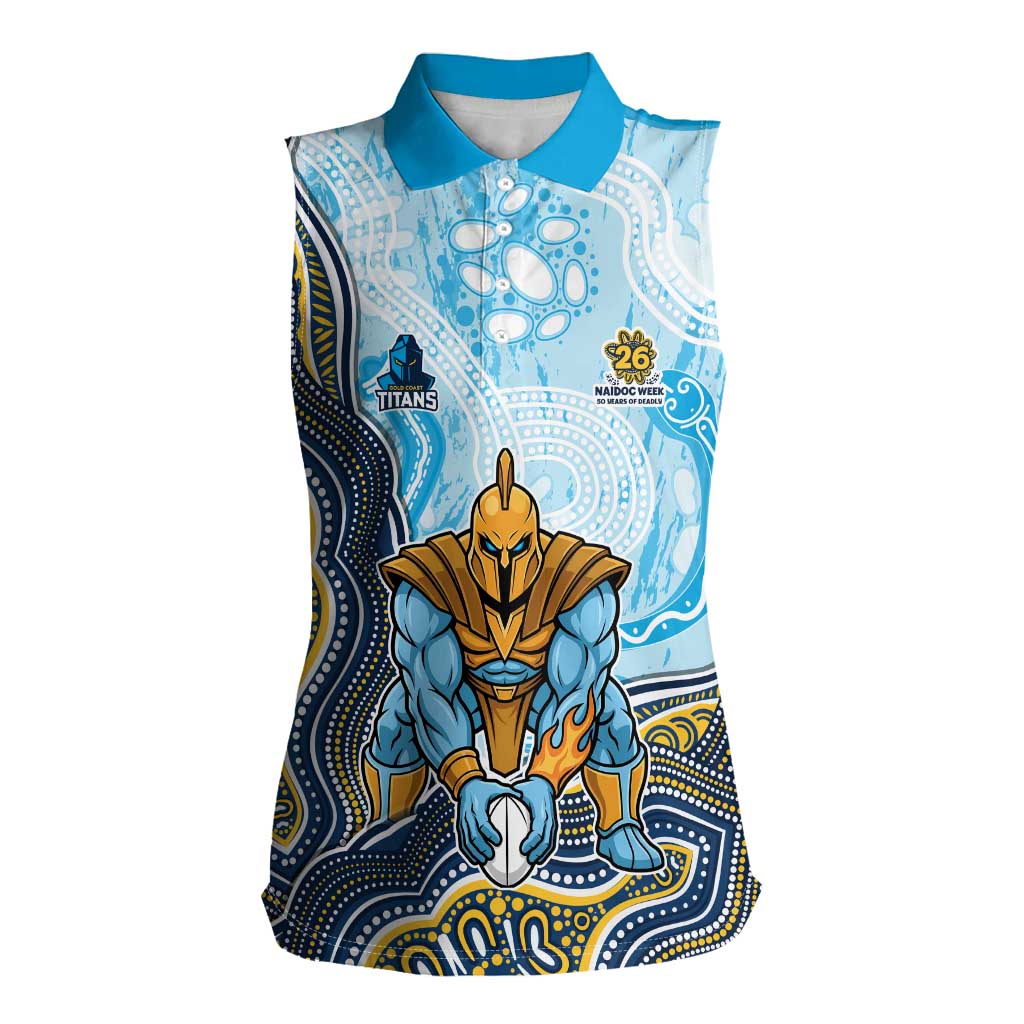 Gold Coast Titans NAIDOC Week 2026 Women Sleeveless Polo Shirt First Nations of Australia Aboriginal Mascot Rugby