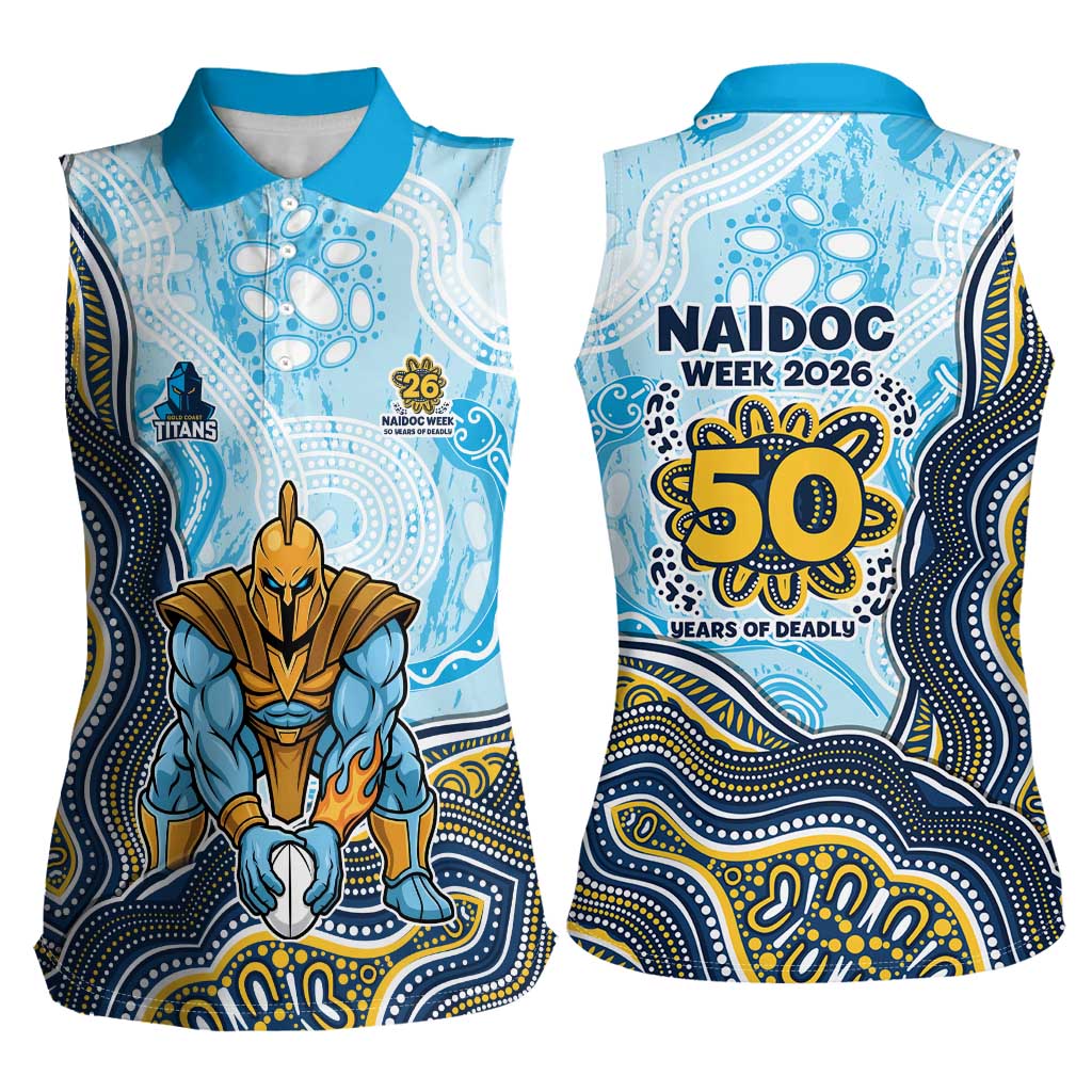 Gold Coast Titans NAIDOC Week 2026 Women Sleeveless Polo Shirt First Nations of Australia Aboriginal Mascot Rugby