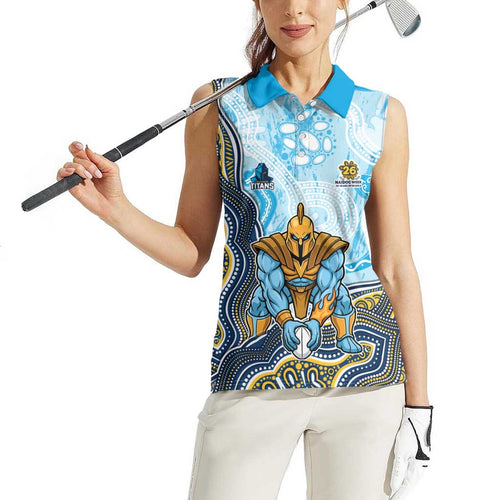Gold Coast Titans NAIDOC Week 2026 Women Sleeveless Polo Shirt First Nations of Australia Aboriginal Mascot Rugby