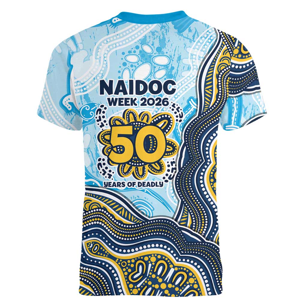 Gold Coast Titans NAIDOC Week 2026 Women V-Neck T-Shirt First Nations of Australia Aboriginal Mascot Rugby