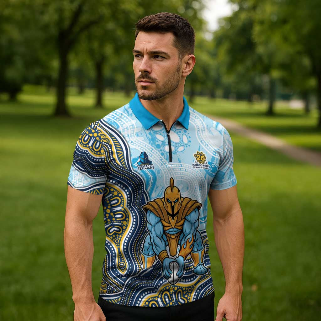 Gold Coast Titans NAIDOC Week 2026 Zipper Polo Shirt First Nations of Australia Aboriginal Mascot Rugby