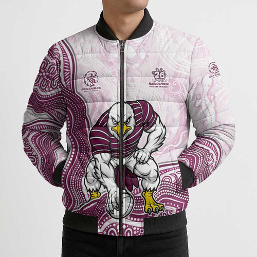 Manly Warringah Sea Eagles NAIDOC Week 2026 Bomber Puffer Jacket First Nations of Australia Aboriginal Mascot Rugby
