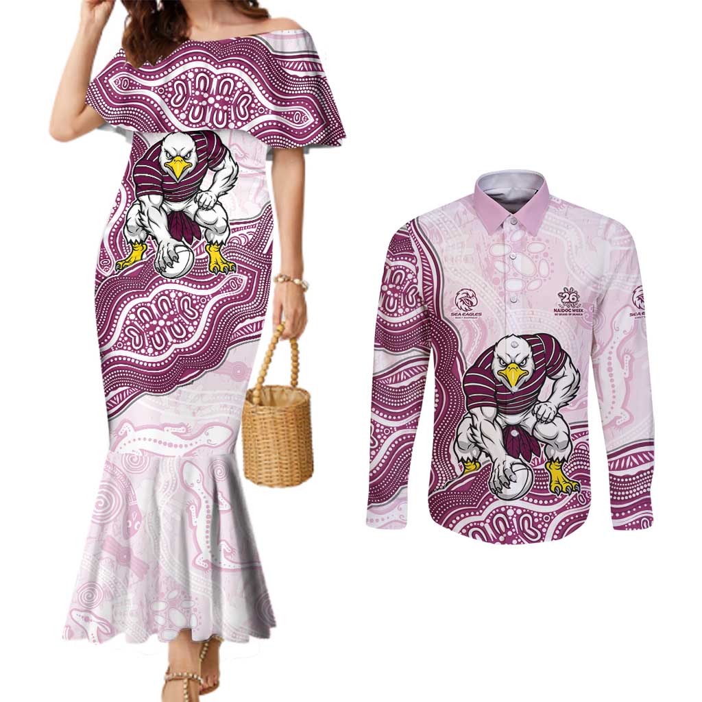 Manly Warringah Sea Eagles NAIDOC Week 2026 Couples Matching Mermaid Dress and Long Sleeve Button Shirt First Nations of Australia Aboriginal Mascot Rugby