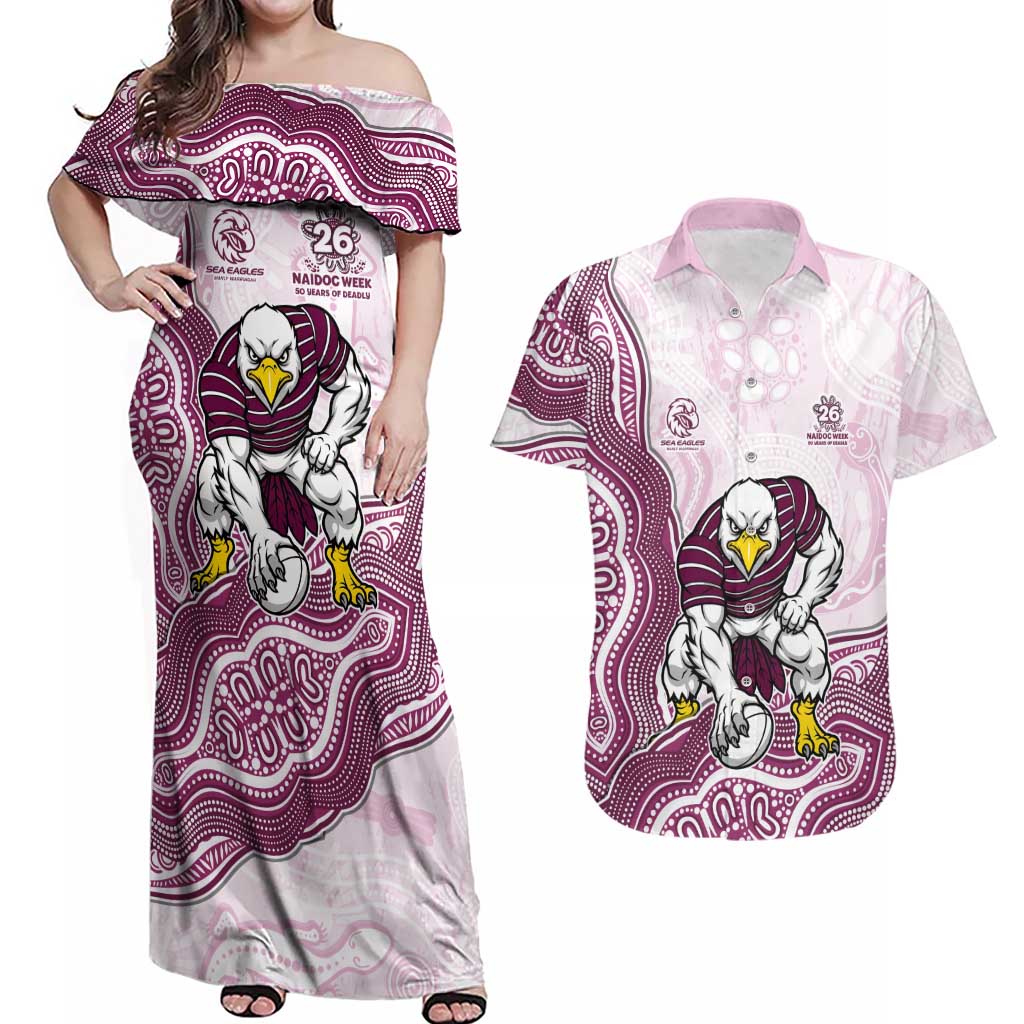 Manly Warringah Sea Eagles NAIDOC Week 2026 Couples Matching Off Shoulder Maxi Dress and Hawaiian Shirt First Nations of Australia Aboriginal Mascot Rugby