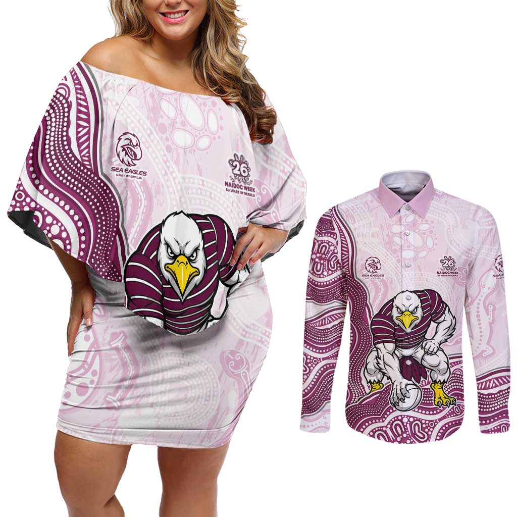 Manly Warringah Sea Eagles NAIDOC Week 2026 Couples Matching Off Shoulder Short Dress and Long Sleeve Button Shirt First Nations of Australia Aboriginal Mascot Rugby