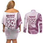 Manly Warringah Sea Eagles NAIDOC Week 2026 Couples Matching Off Shoulder Short Dress and Long Sleeve Button Shirt First Nations of Australia Aboriginal Mascot Rugby