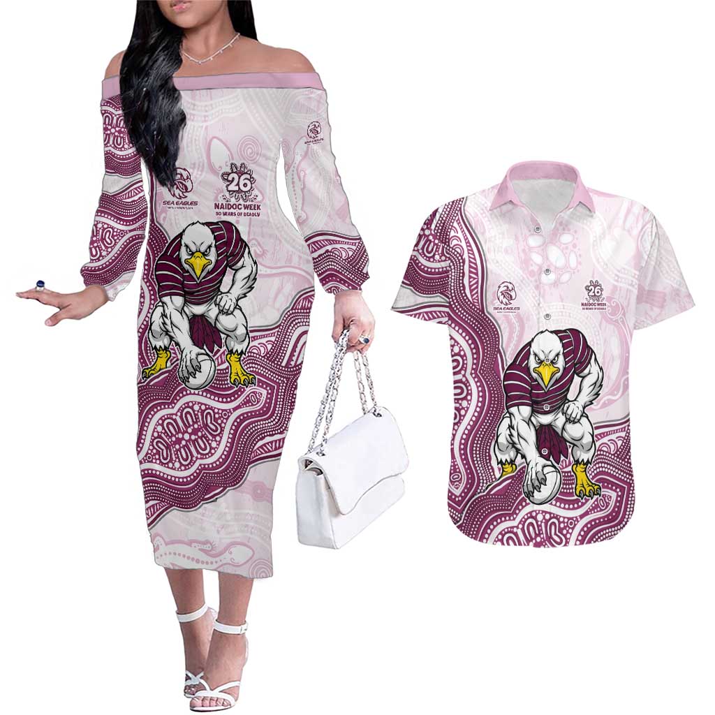 Manly Warringah Sea Eagles NAIDOC Week 2026 Couples Matching Off The Shoulder Long Sleeve Dress and Hawaiian Shirt First Nations of Australia Aboriginal Mascot Rugby