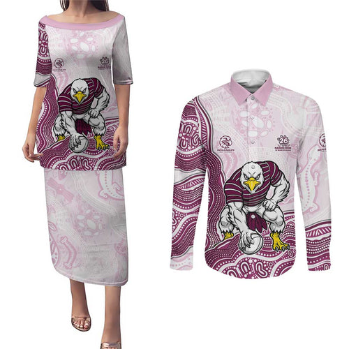 Manly Warringah Sea Eagles NAIDOC Week 2026 Couples Matching Puletasi and Long Sleeve Button Shirt First Nations of Australia Aboriginal Mascot Rugby