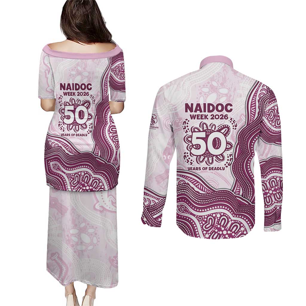 Manly Warringah Sea Eagles NAIDOC Week 2026 Couples Matching Puletasi and Long Sleeve Button Shirt First Nations of Australia Aboriginal Mascot Rugby