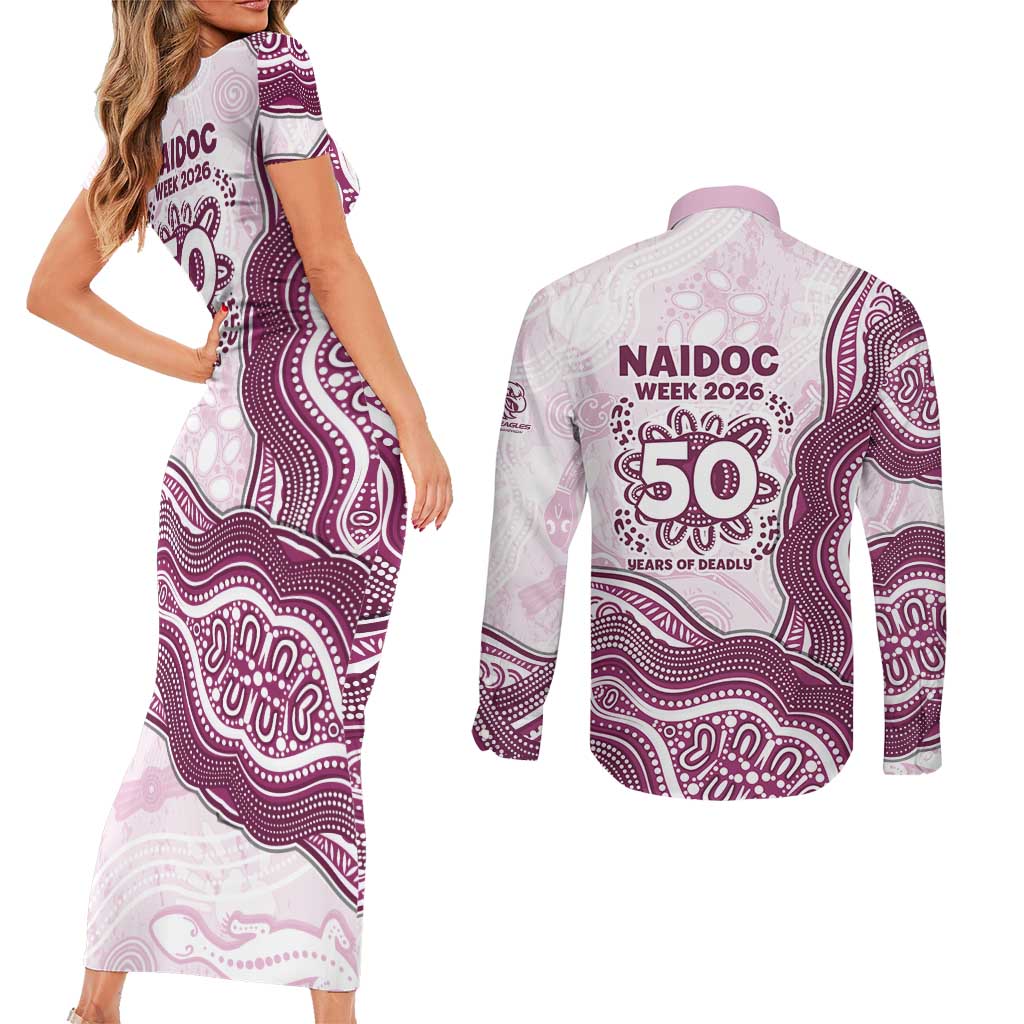 Manly Warringah Sea Eagles NAIDOC Week 2026 Couples Matching Short Sleeve Bodycon Dress and Long Sleeve Button Shirt First Nations of Australia Aboriginal Mascot Rugby