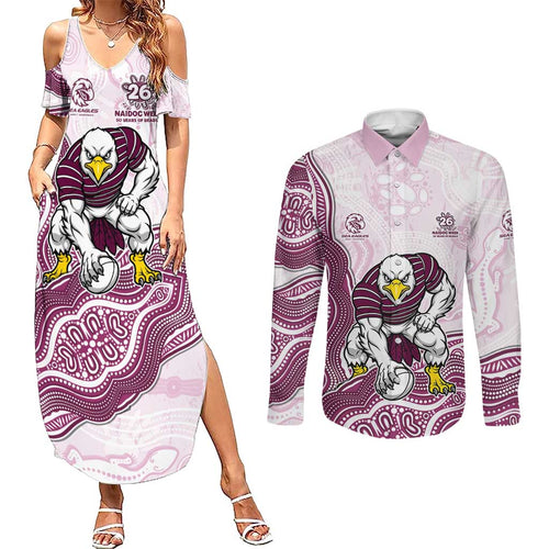 Manly Warringah Sea Eagles NAIDOC Week 2026 Couples Matching Summer Maxi Dress and Long Sleeve Button Shirt First Nations of Australia Aboriginal Mascot Rugby