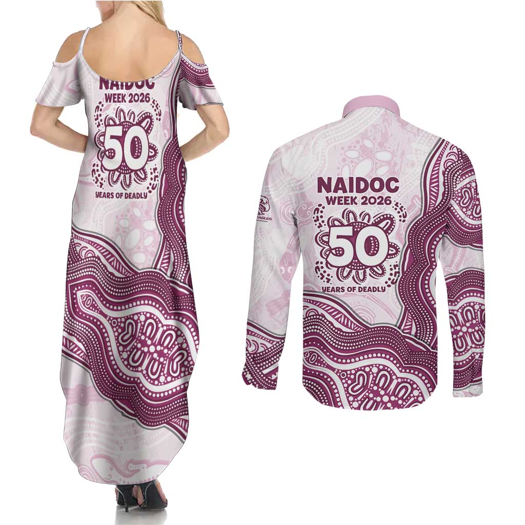 Manly Warringah Sea Eagles NAIDOC Week 2026 Couples Matching Summer Maxi Dress and Long Sleeve Button Shirt First Nations of Australia Aboriginal Mascot Rugby