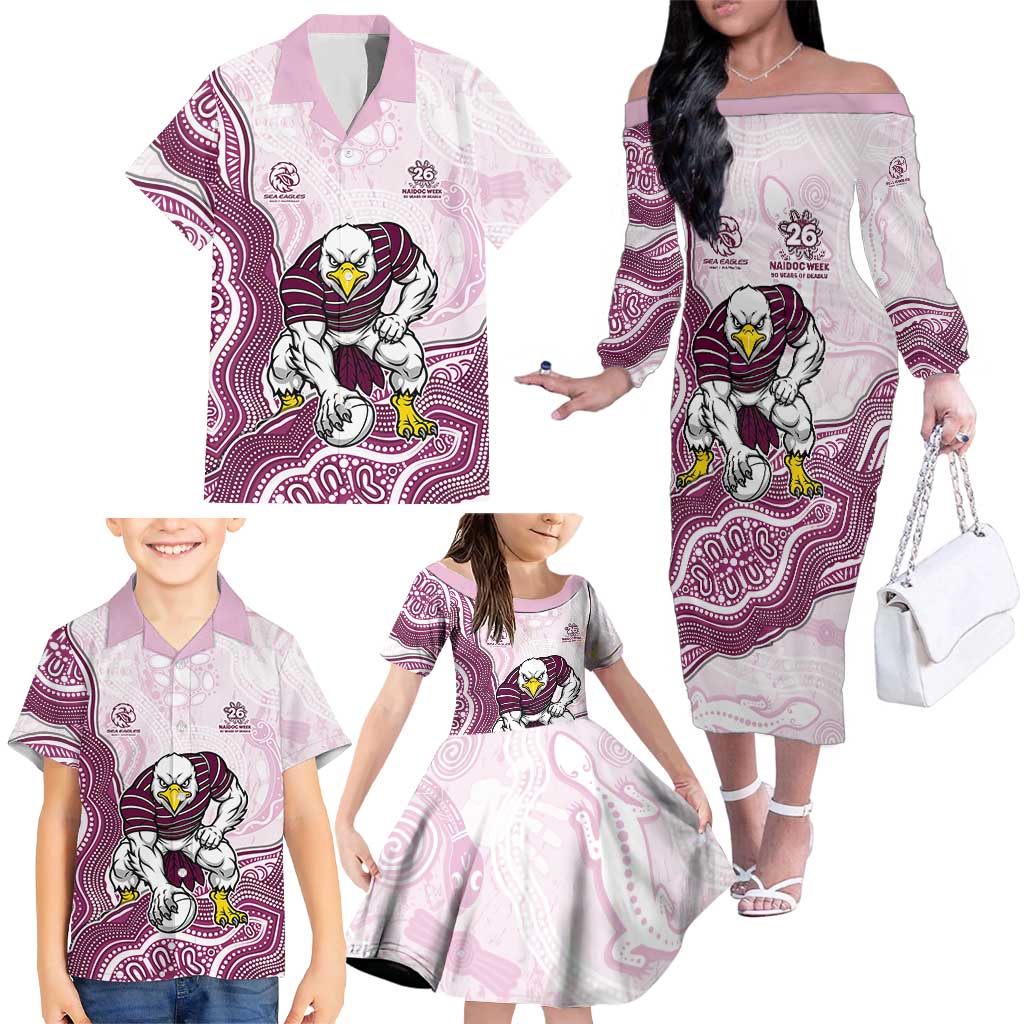 Manly Warringah Sea Eagles NAIDOC Week 2026 Family Matching Off The Shoulder Long Sleeve Dress and Hawaiian Shirt First Nations of Australia Aboriginal Mascot Rugby