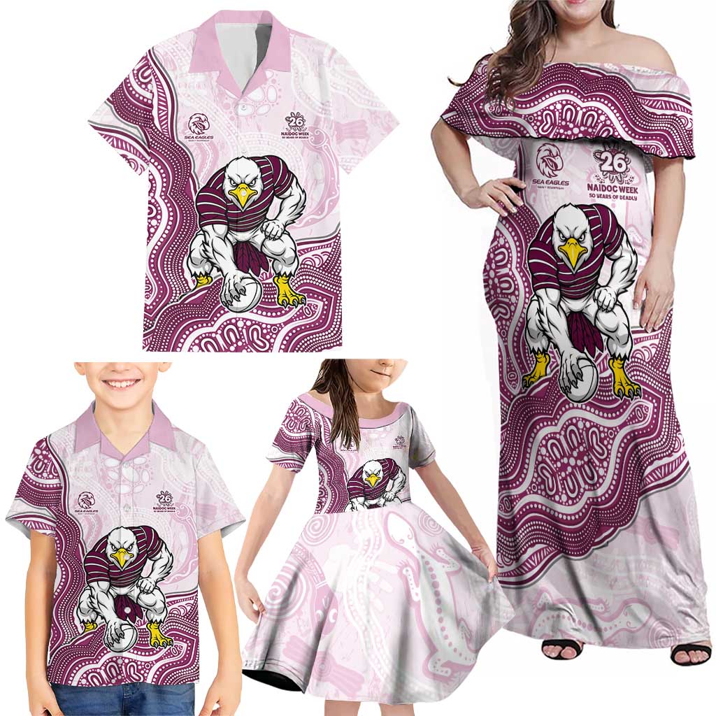 Manly Warringah Sea Eagles NAIDOC Week 2026 Family Matching Off Shoulder Maxi Dress and Hawaiian Shirt First Nations of Australia Aboriginal Mascot Rugby