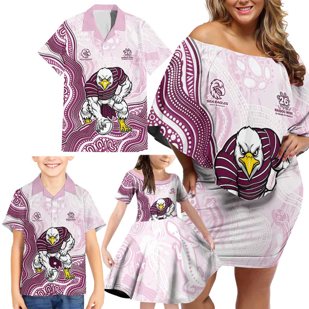 Manly Warringah Sea Eagles NAIDOC Week 2026 Family Matching Off Shoulder Short Dress and Hawaiian Shirt First Nations of Australia Aboriginal Mascot Rugby