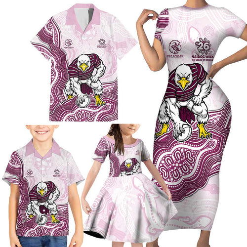 Manly Warringah Sea Eagles NAIDOC Week 2026 Family Matching Short Sleeve Bodycon Dress and Hawaiian Shirt First Nations of Australia Aboriginal Mascot Rugby