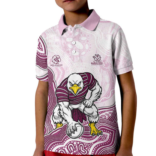 Manly Warringah Sea Eagles NAIDOC Week 2026 Kid Polo Shirt First Nations of Australia Aboriginal Mascot Rugby