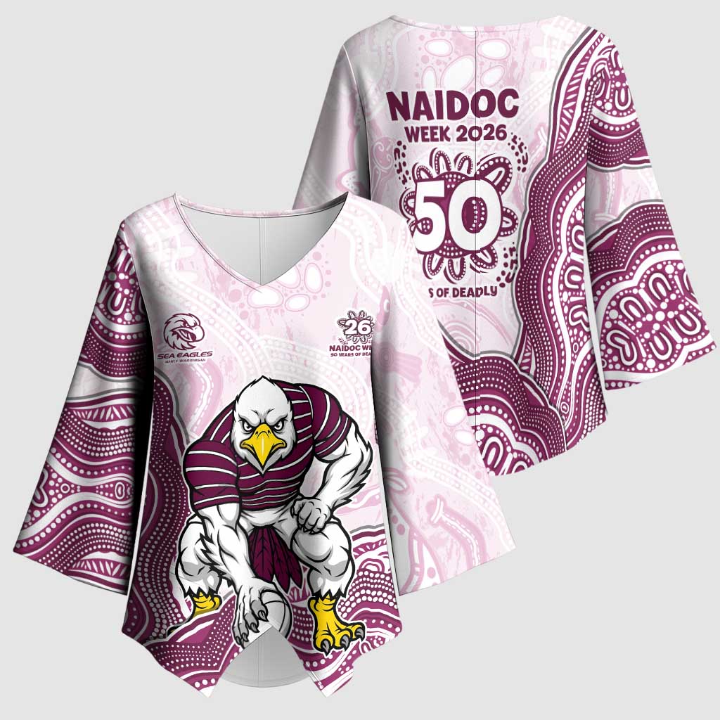 Manly Warringah Sea Eagles NAIDOC Week 2026 Kimono Sleeve Blouse First Nations of Australia Aboriginal Mascot Rugby