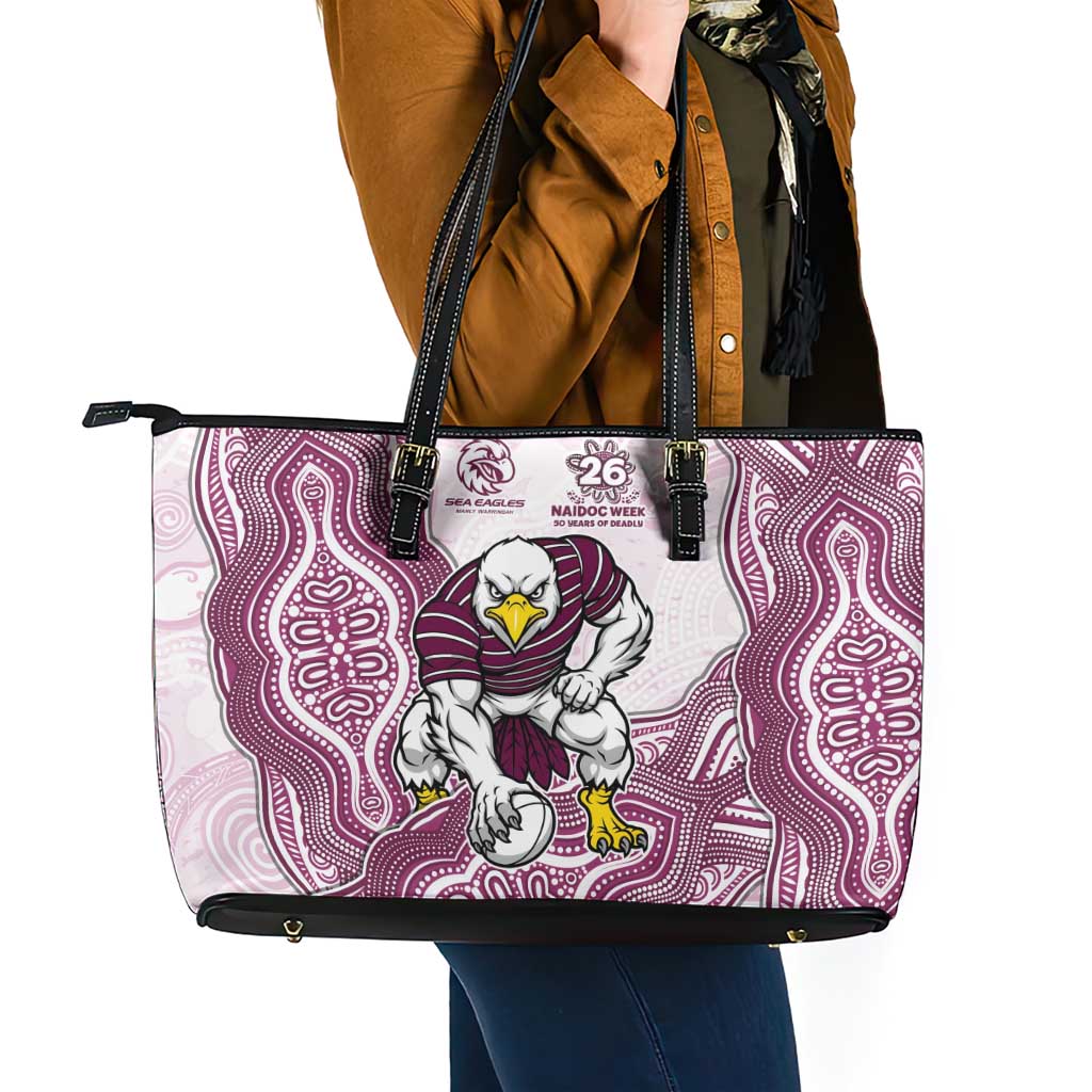 Manly Warringah Sea Eagles NAIDOC Week 2026 Leather Tote Bag First Nations of Australia Aboriginal Mascot Rugby