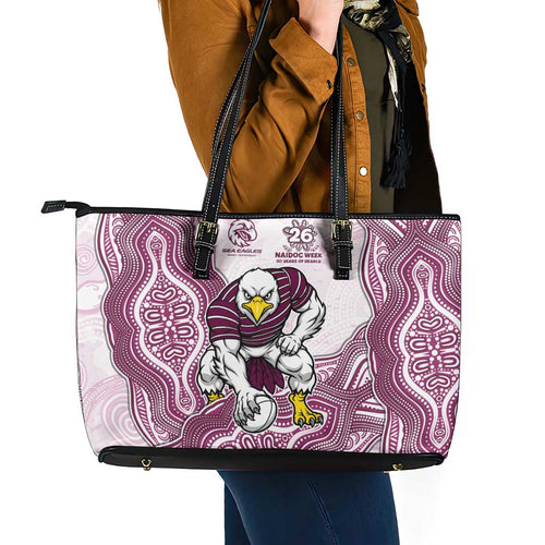 Manly Warringah Sea Eagles NAIDOC Week 2026 Leather Tote Bag First Nations of Australia Aboriginal Mascot Rugby