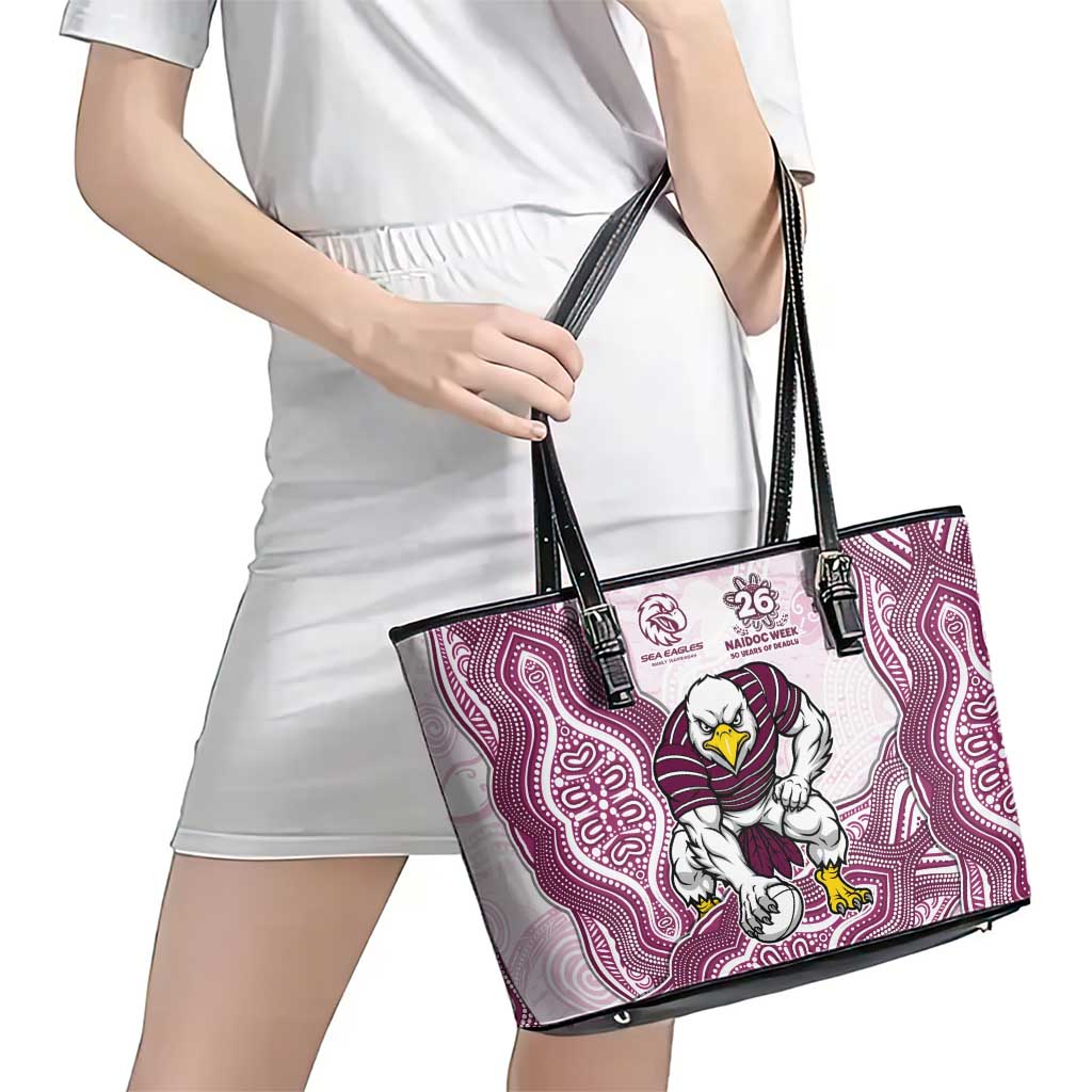 Manly Warringah Sea Eagles NAIDOC Week 2026 Leather Tote Bag First Nations of Australia Aboriginal Mascot Rugby
