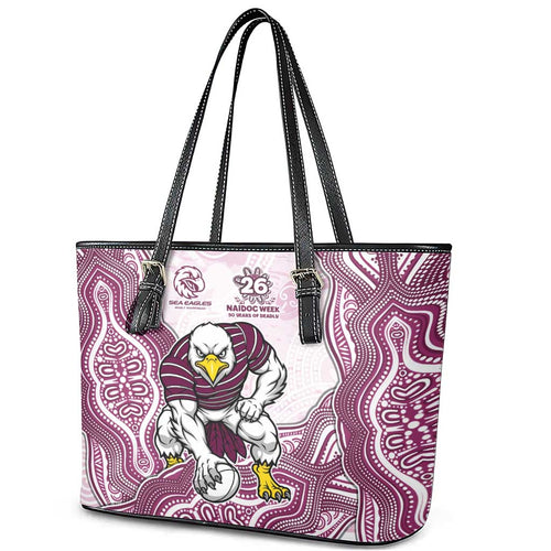 Manly Warringah Sea Eagles NAIDOC Week 2026 Leather Tote Bag First Nations of Australia Aboriginal Mascot Rugby