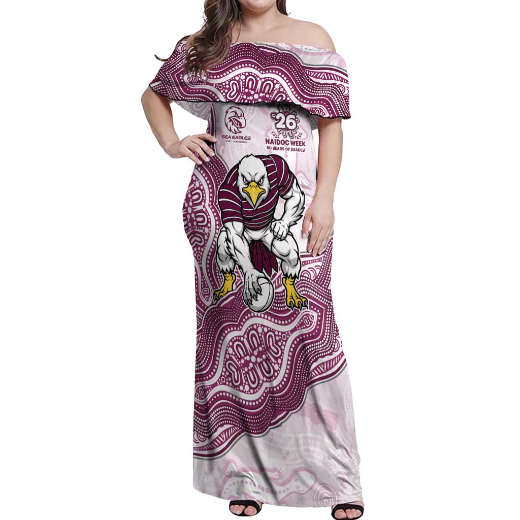 Manly Warringah Sea Eagles NAIDOC Week 2026 Off Shoulder Maxi Dress First Nations of Australia Aboriginal Mascot Rugby