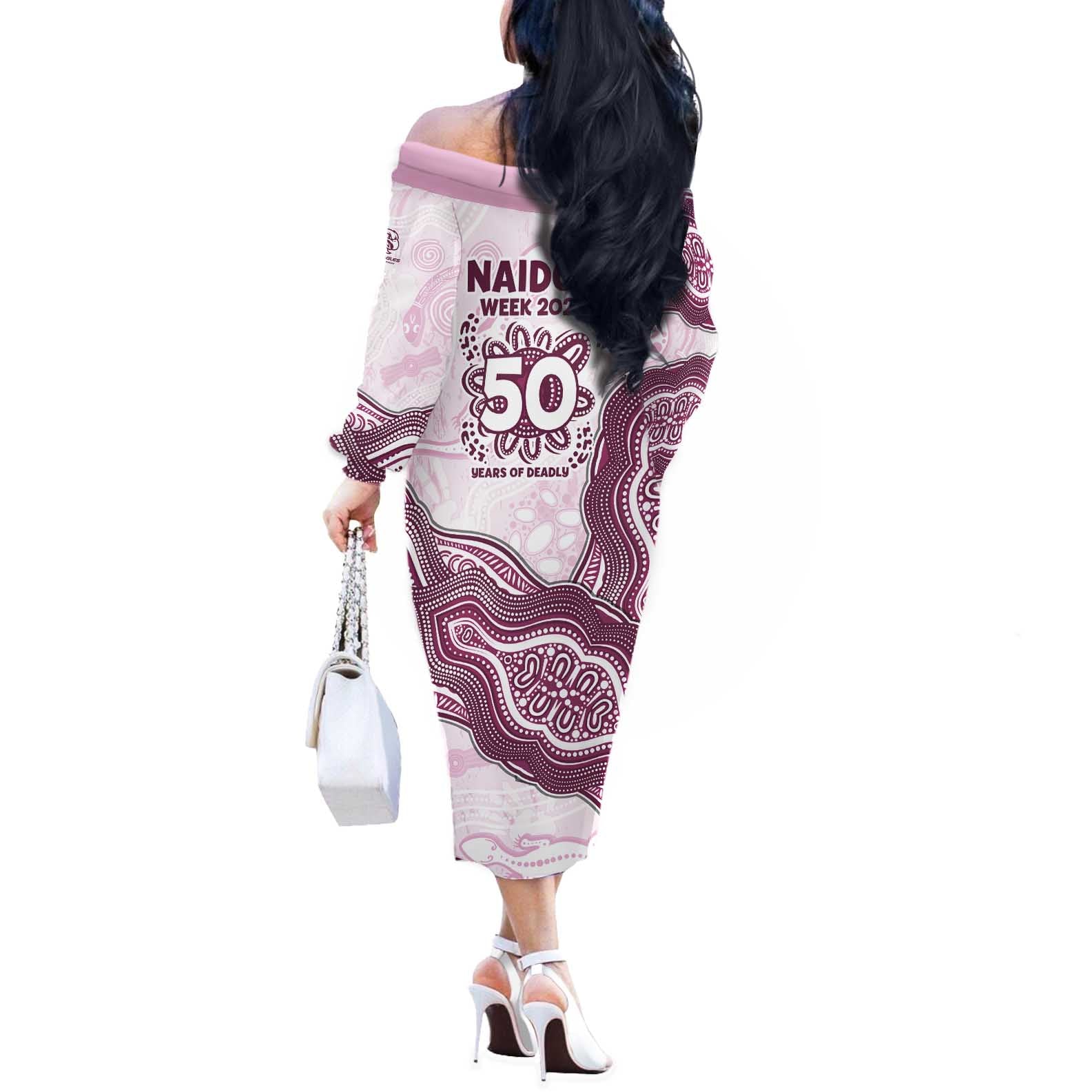 Manly Warringah Sea Eagles NAIDOC Week 2026 Off The Shoulder Long Sleeve Dress First Nations of Australia Aboriginal Mascot Rugby