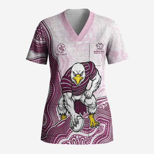 Manly Warringah Sea Eagles NAIDOC Week 2026 Scrub Top First Nations of Australia Aboriginal Mascot Rugby