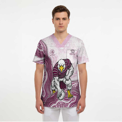 Manly Warringah Sea Eagles NAIDOC Week 2026 Scrub Top First Nations of Australia Aboriginal Mascot Rugby