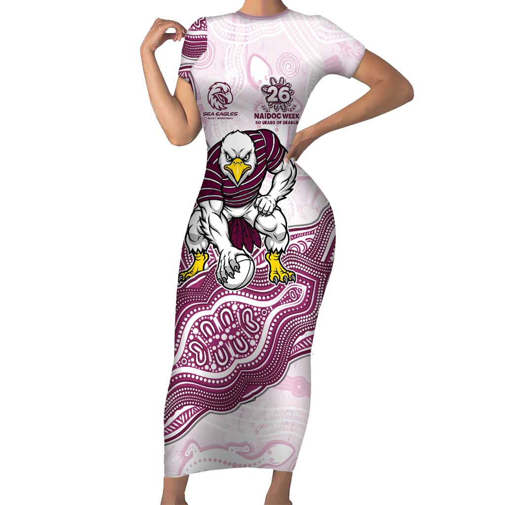 Manly Warringah Sea Eagles NAIDOC Week 2026 Short Sleeve Bodycon Dress First Nations of Australia Aboriginal Mascot Rugby