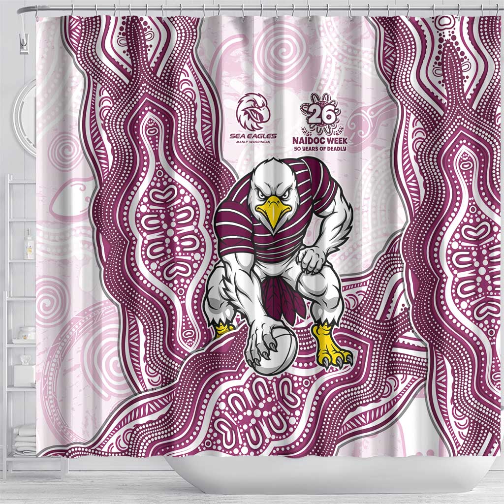 Manly Warringah Sea Eagles NAIDOC Week 2026 Shower Curtain First Nations of Australia Aboriginal Mascot Rugby