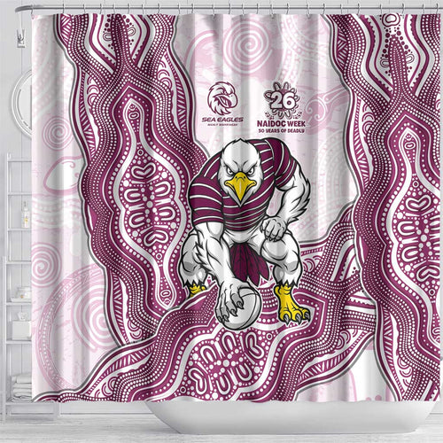 Manly Warringah Sea Eagles NAIDOC Week 2026 Shower Curtain First Nations of Australia Aboriginal Mascot Rugby