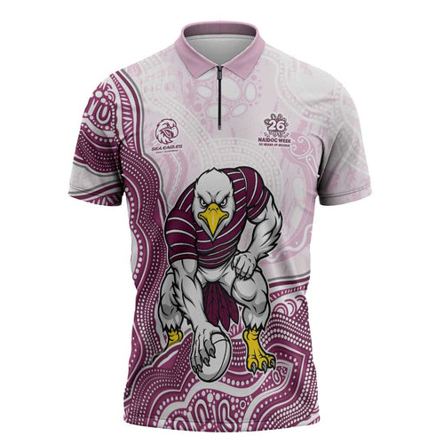 Manly Warringah Sea Eagles NAIDOC Week 2026 Zipper Polo Shirt First Nations of Australia Aboriginal Mascot Rugby