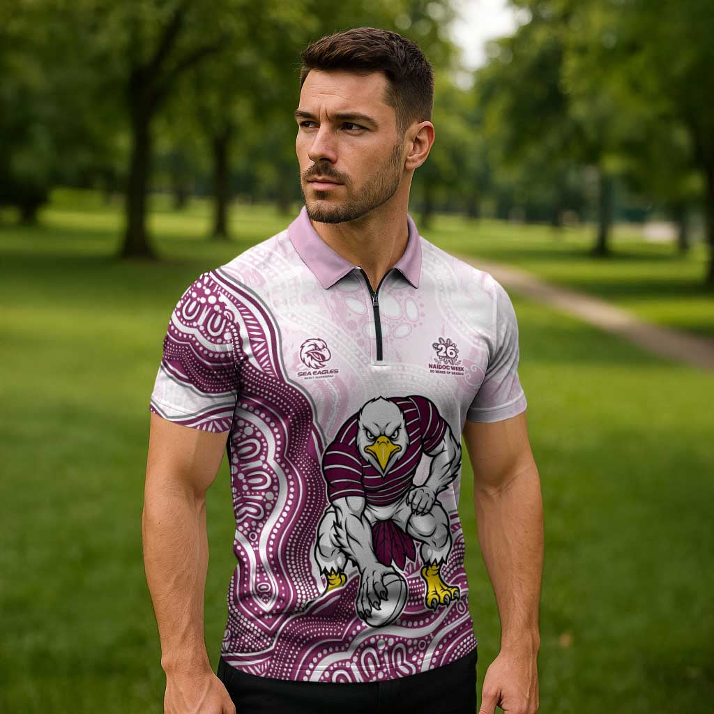 Manly Warringah Sea Eagles NAIDOC Week 2026 Zipper Polo Shirt First Nations of Australia Aboriginal Mascot Rugby