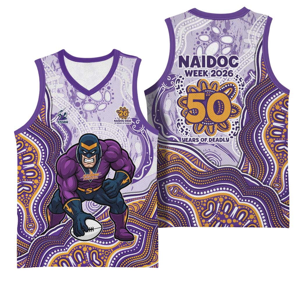 Melbourne Storm NAIDOC Week 2026 Basketball Jersey First Nations of Australia Aboriginal Mascot Rugby