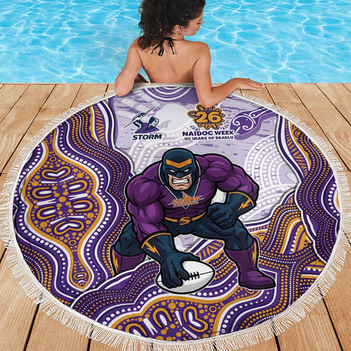 Melbourne Storm NAIDOC Week 2026 Beach Blanket First Nations of Australia Aboriginal Mascot Rugby