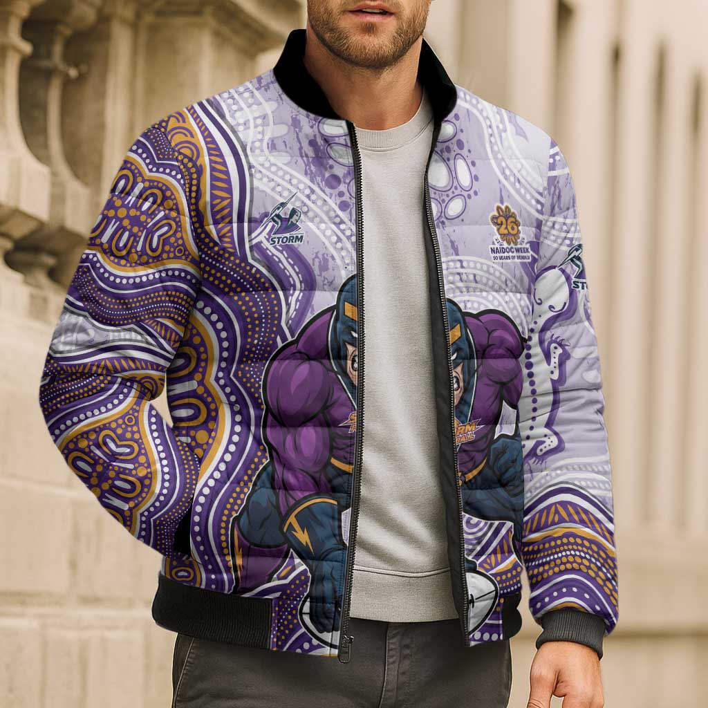 Melbourne Storm NAIDOC Week 2026 Bomber Puffer Jacket First Nations of Australia Aboriginal Mascot Rugby