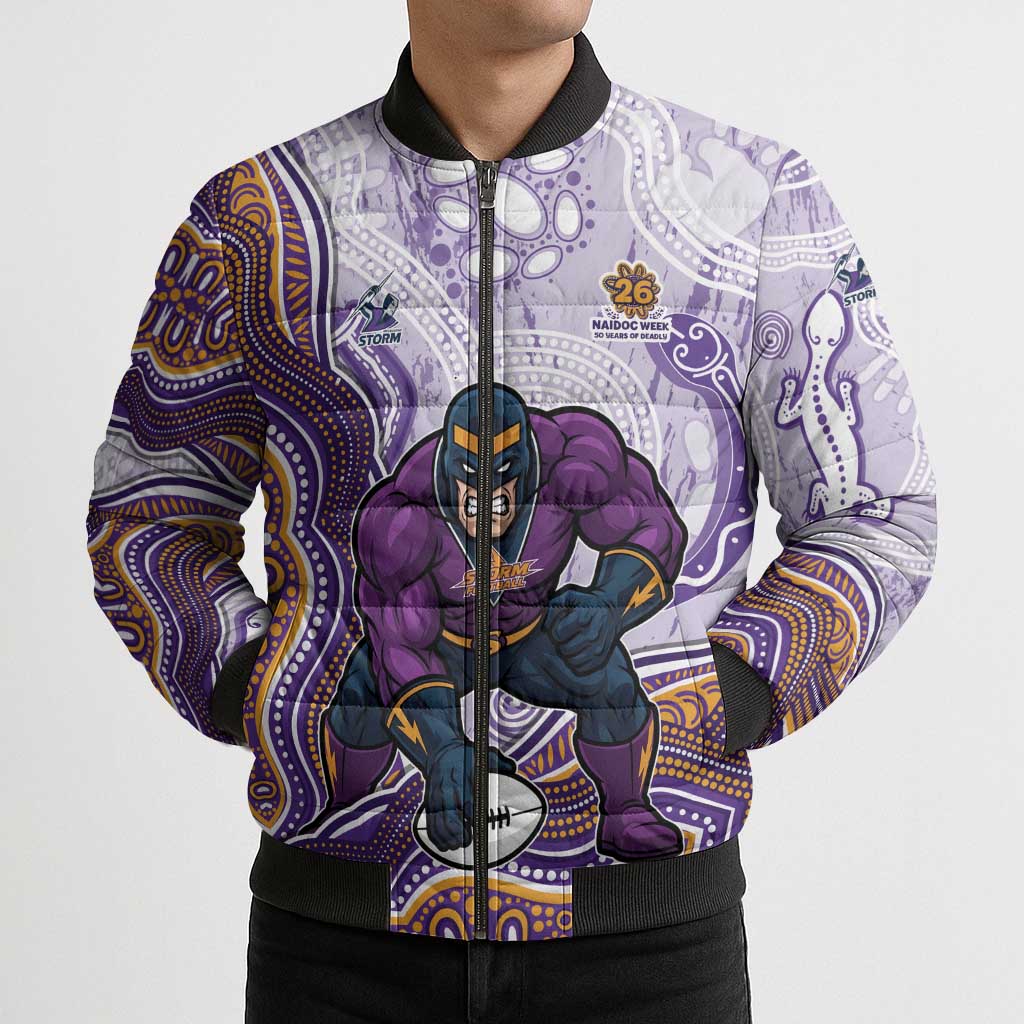 Melbourne Storm NAIDOC Week 2026 Bomber Puffer Jacket First Nations of Australia Aboriginal Mascot Rugby