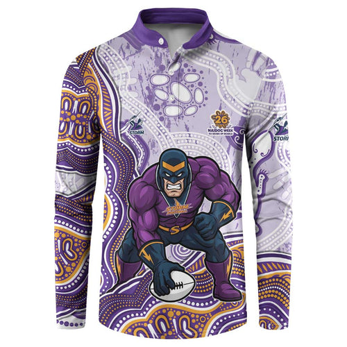 Melbourne Storm NAIDOC Week 2026 Button Sweatshirt First Nations of Australia Aboriginal Mascot Rugby