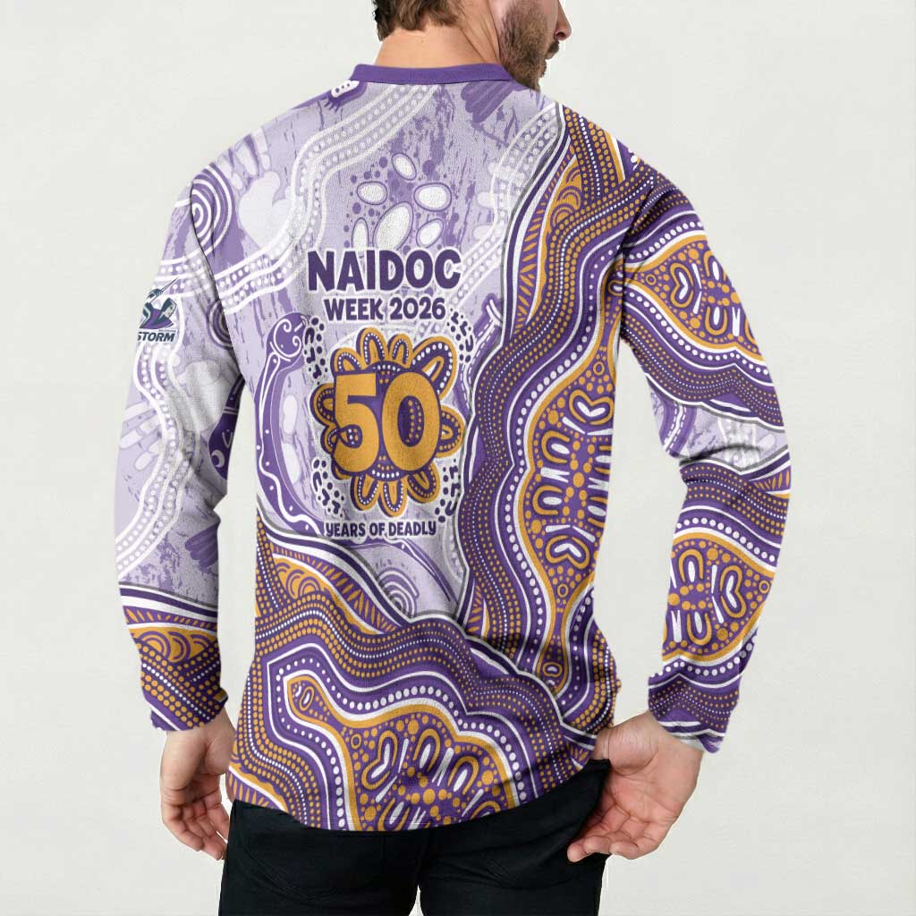 Melbourne Storm NAIDOC Week 2026 Button Sweatshirt First Nations of Australia Aboriginal Mascot Rugby
